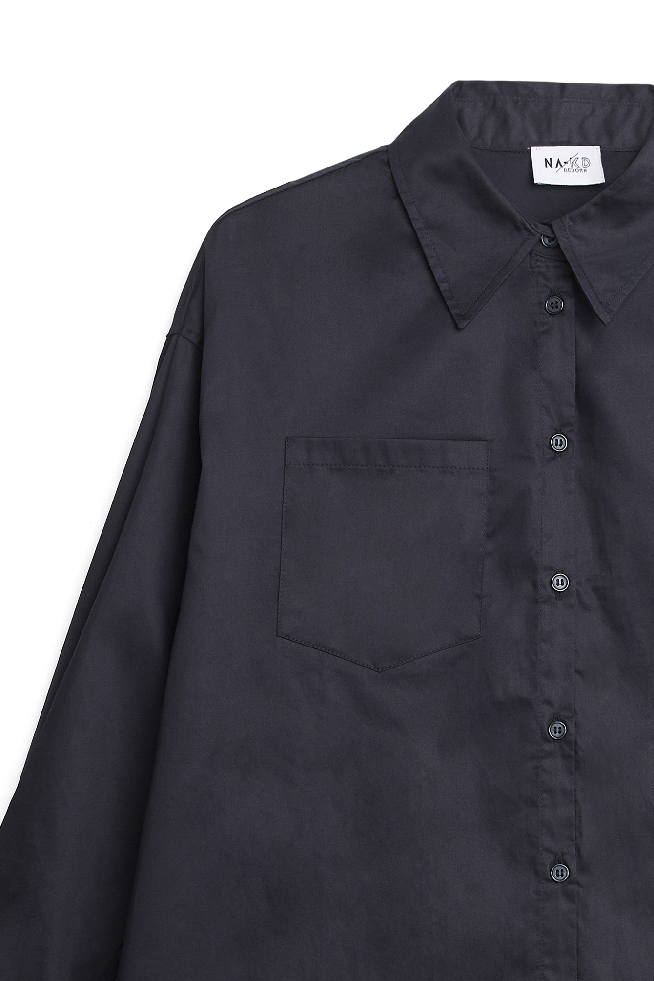 Black Oversize skjorte med lomme