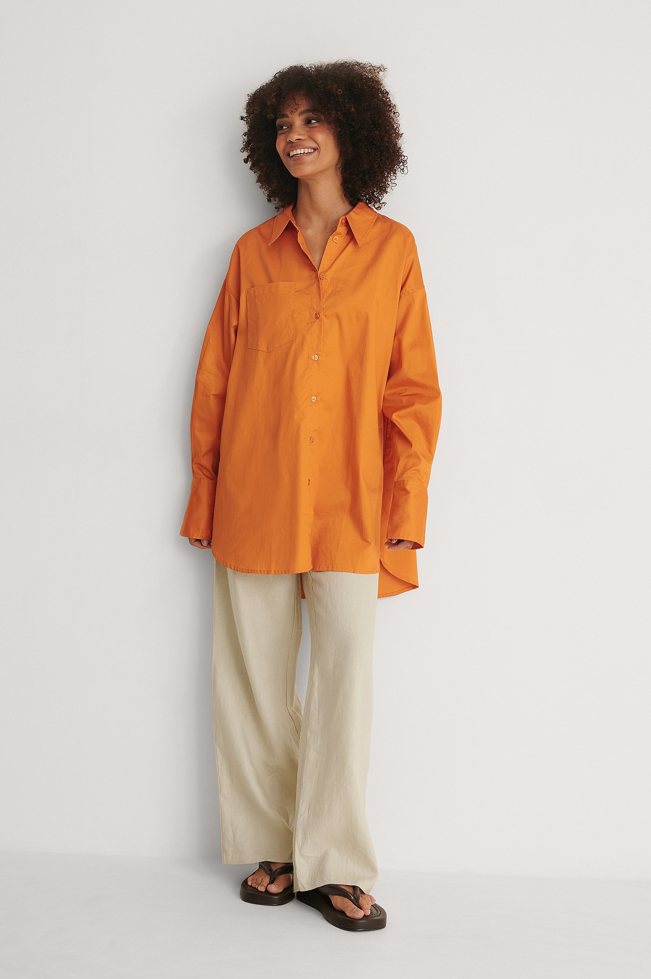 Orange Camisa con bolsillo oversized