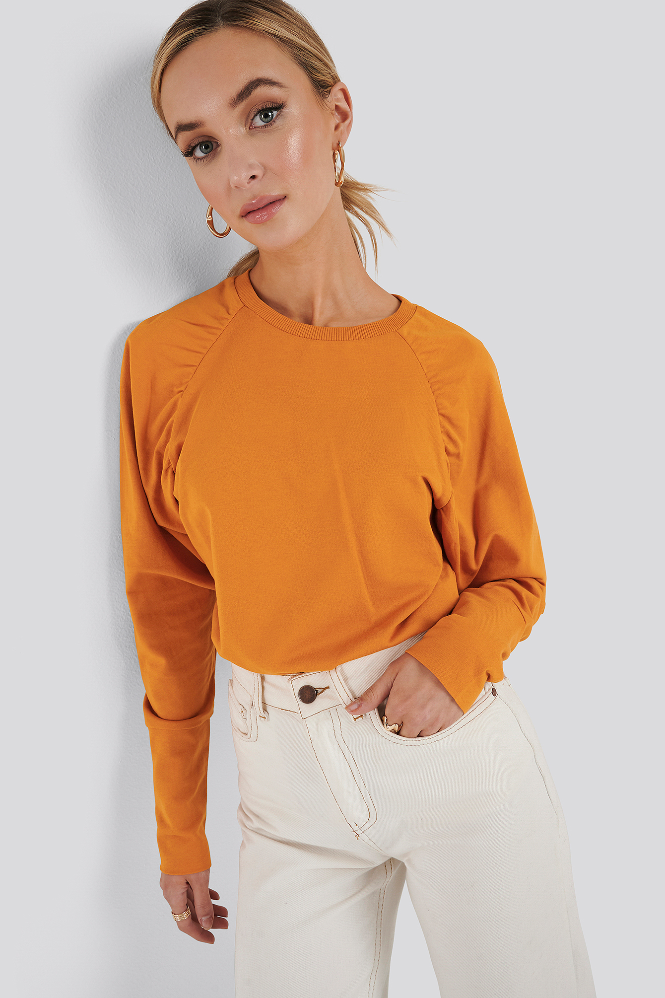 Oversized Raglan Sleeve Detailed Sweater Orange NAKD