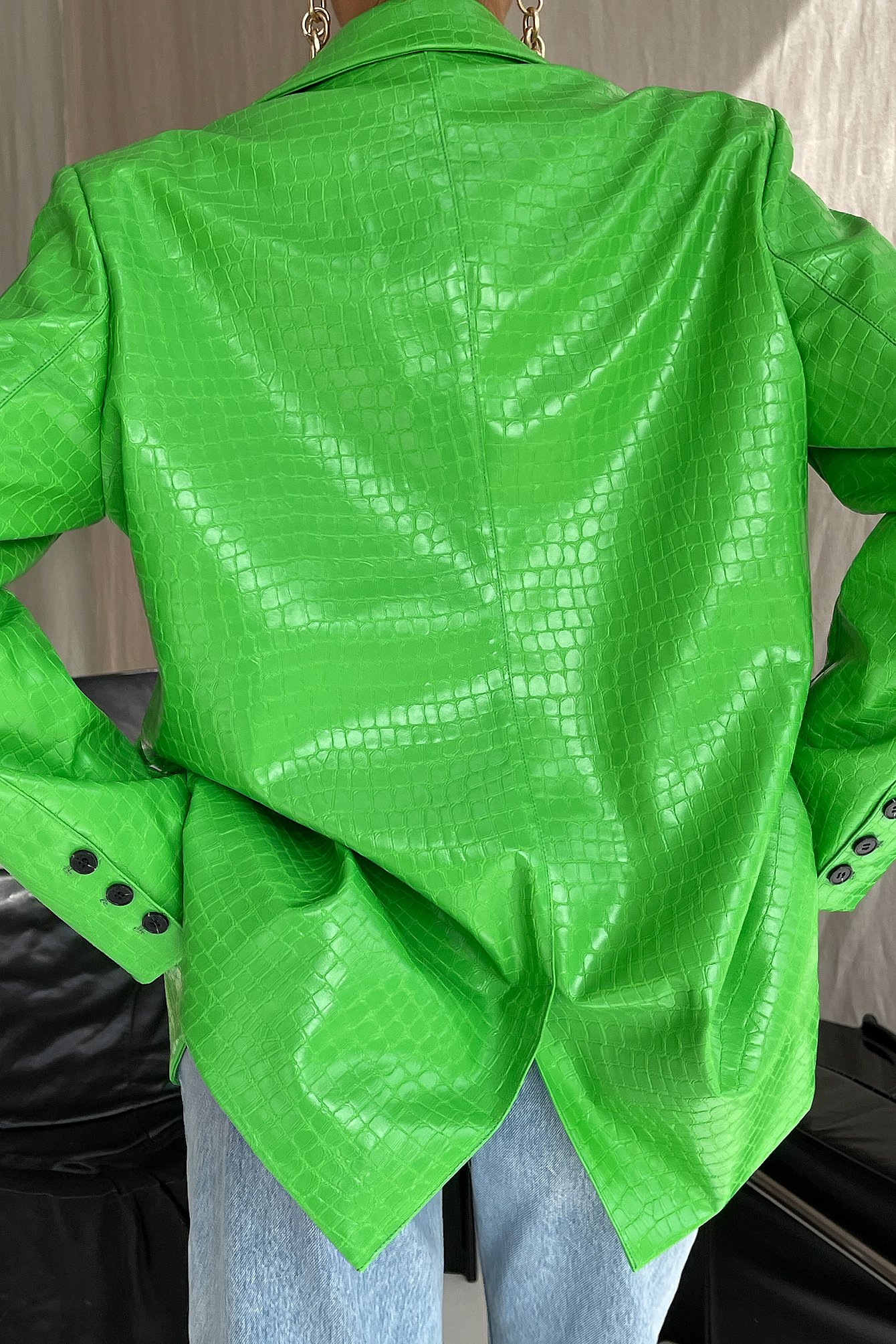 Green Blazer i overstørrelse med reptilmønster