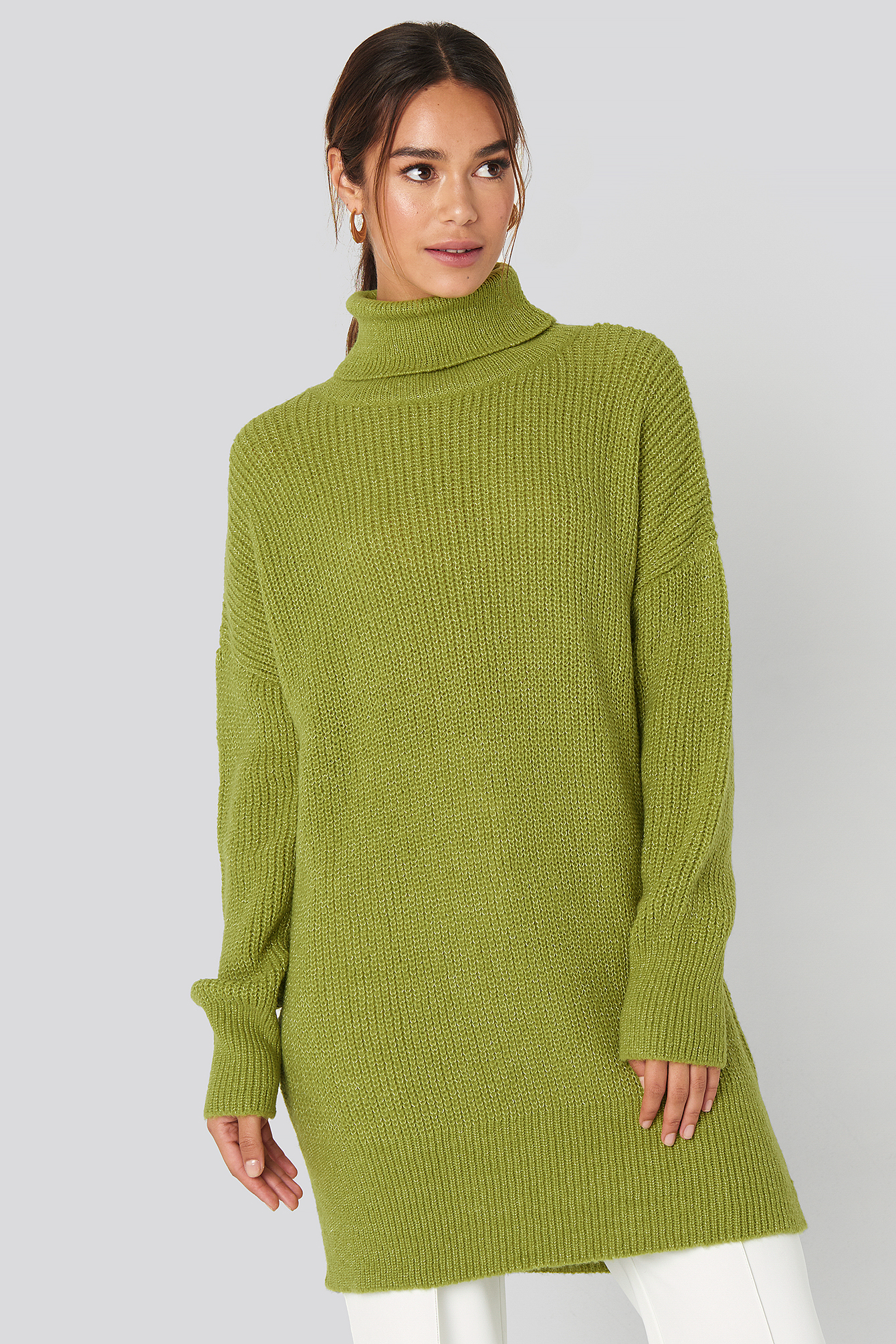 Oversized Roll Neck Sweater Green