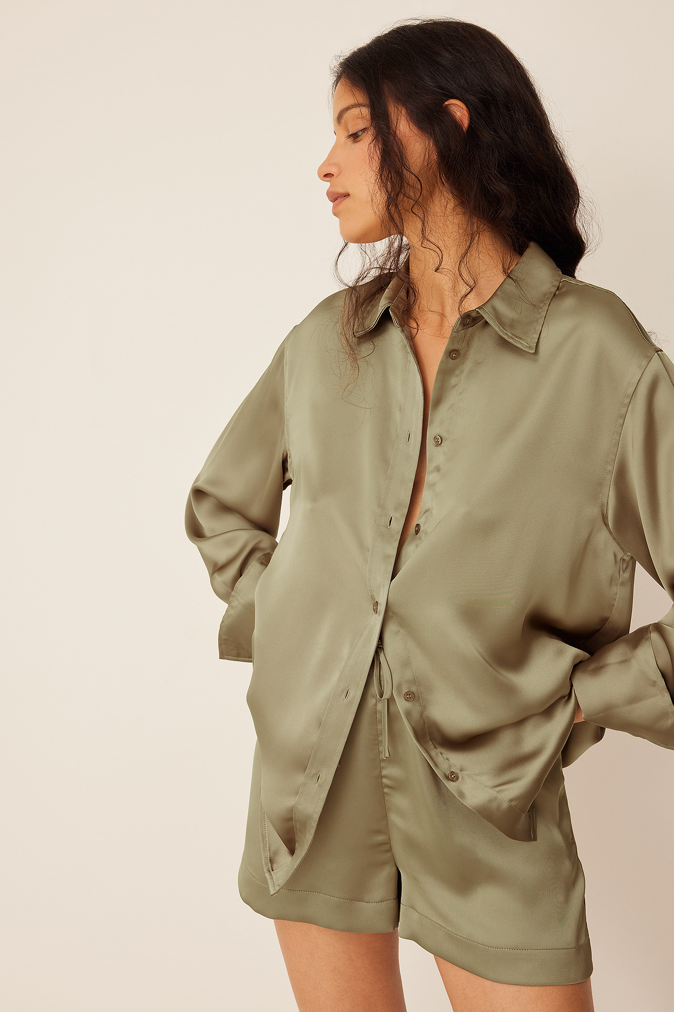 oversized satin blouse