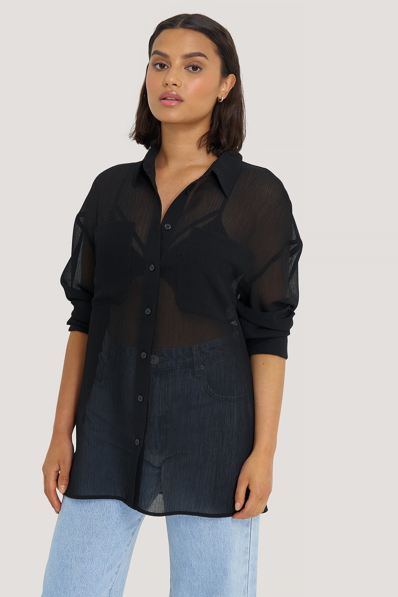 Mode Blouses Oversized blouses NA-KD Oversized blouse khaki casual uitstraling 
