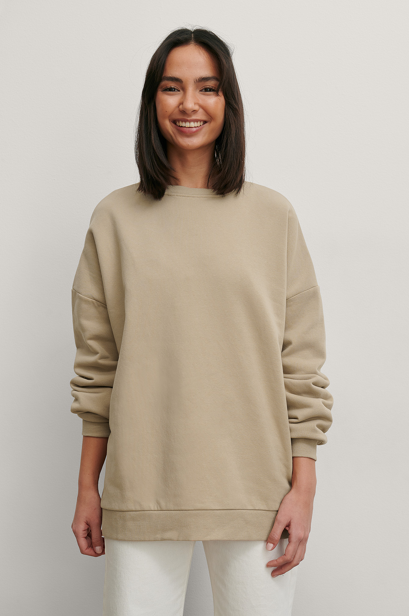 Organic Oversized Sweater Beige | na-kd.com