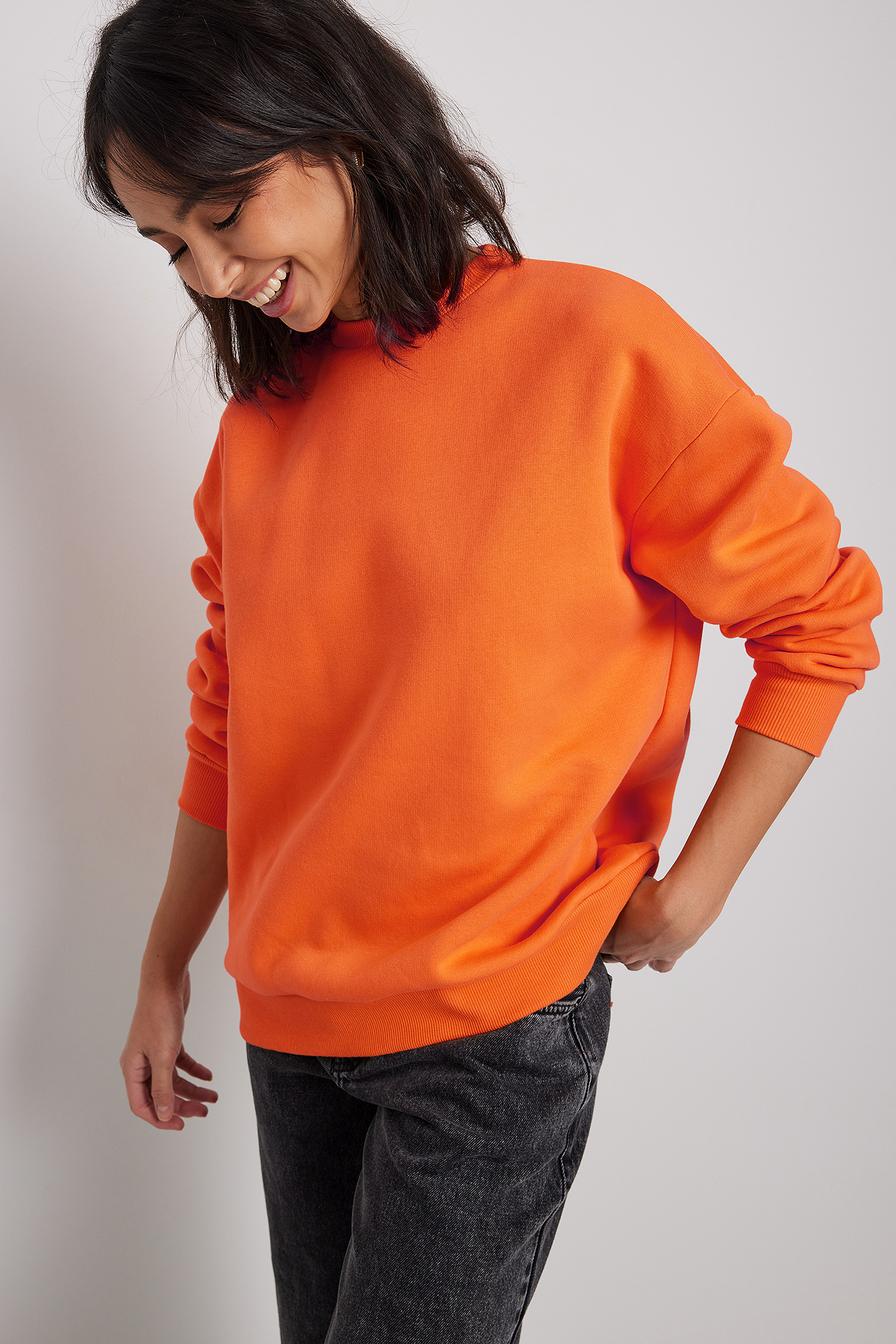 Oversized Brushed Sweatshirt Orange
