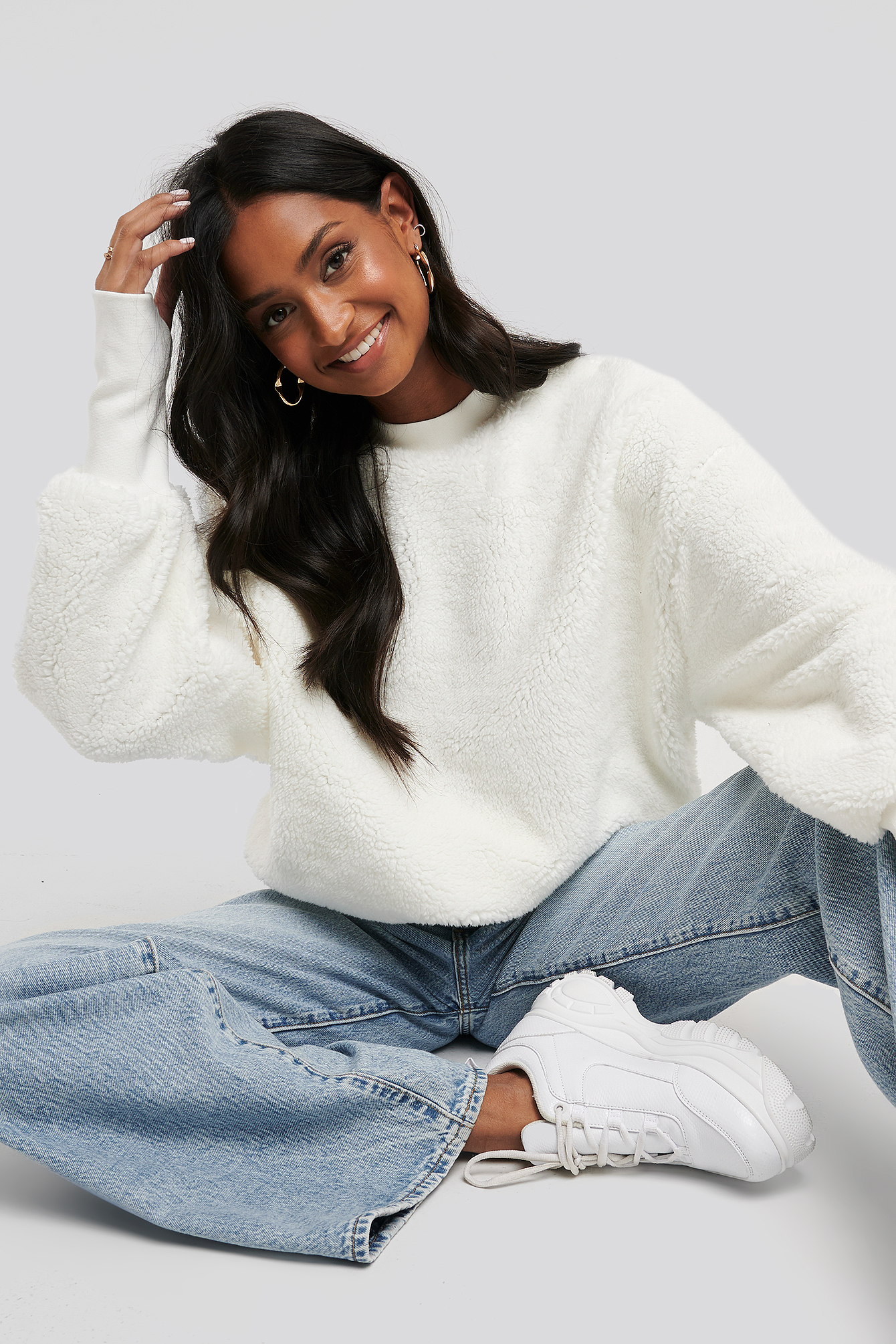 Oversized Teddy Sweatshirt White