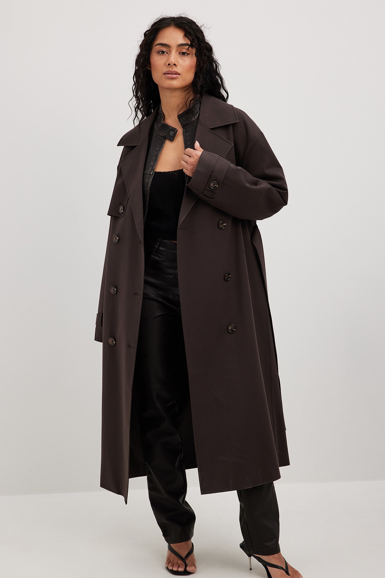 Trenchcoat Na Kd Oversized Trenchcoat Brown NA-KD