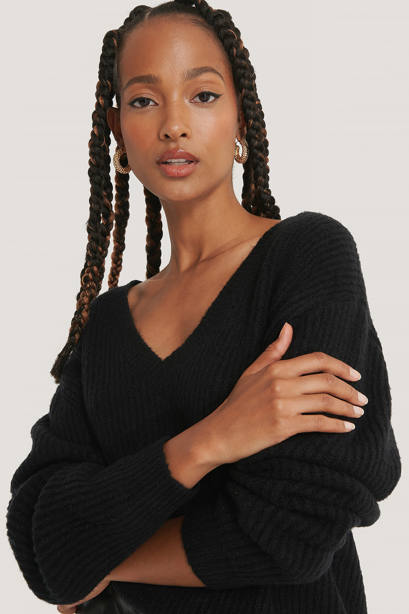Oversized Knitted V-Neck - Sweater main image 1