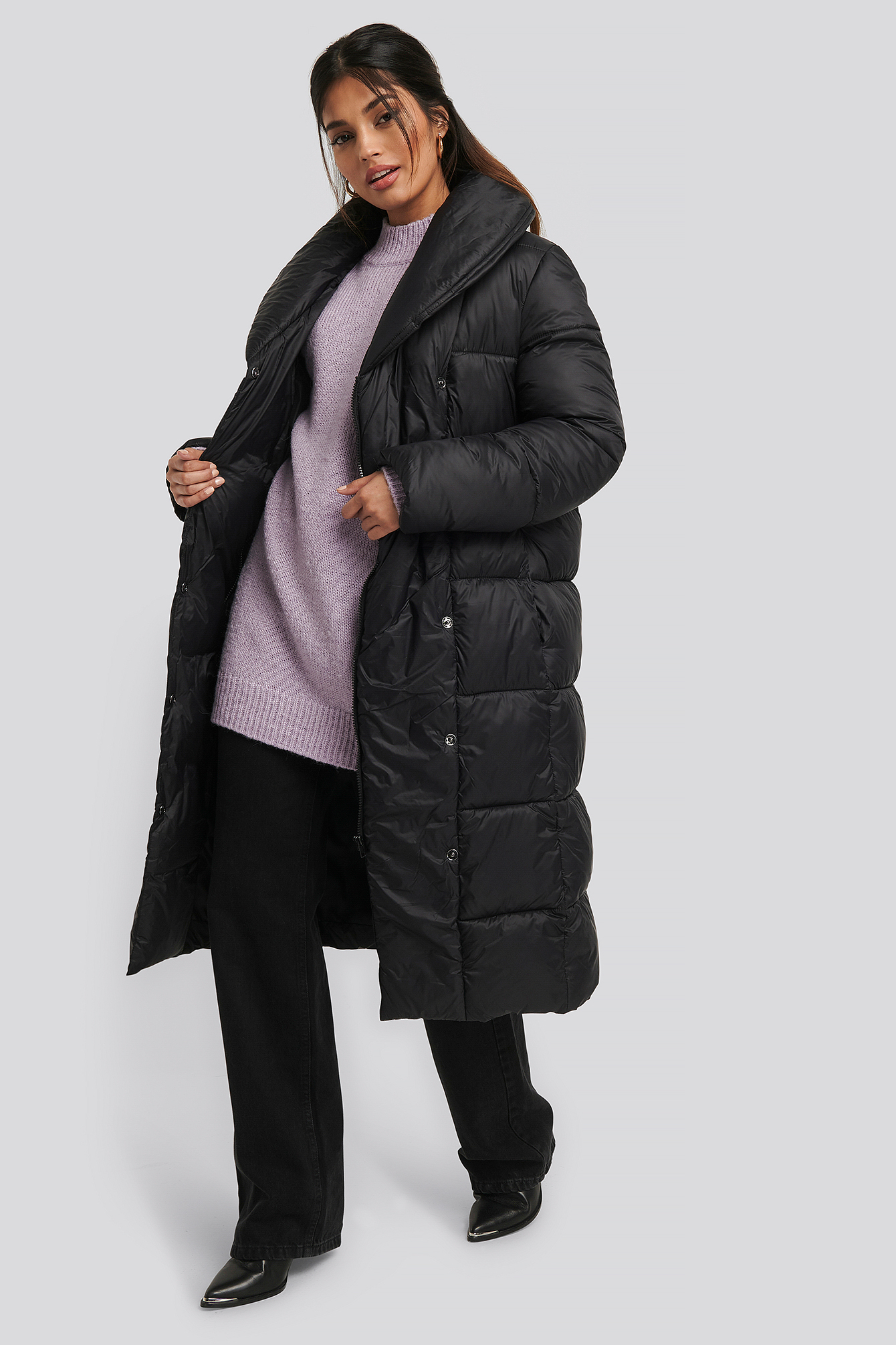 black padded jacket long