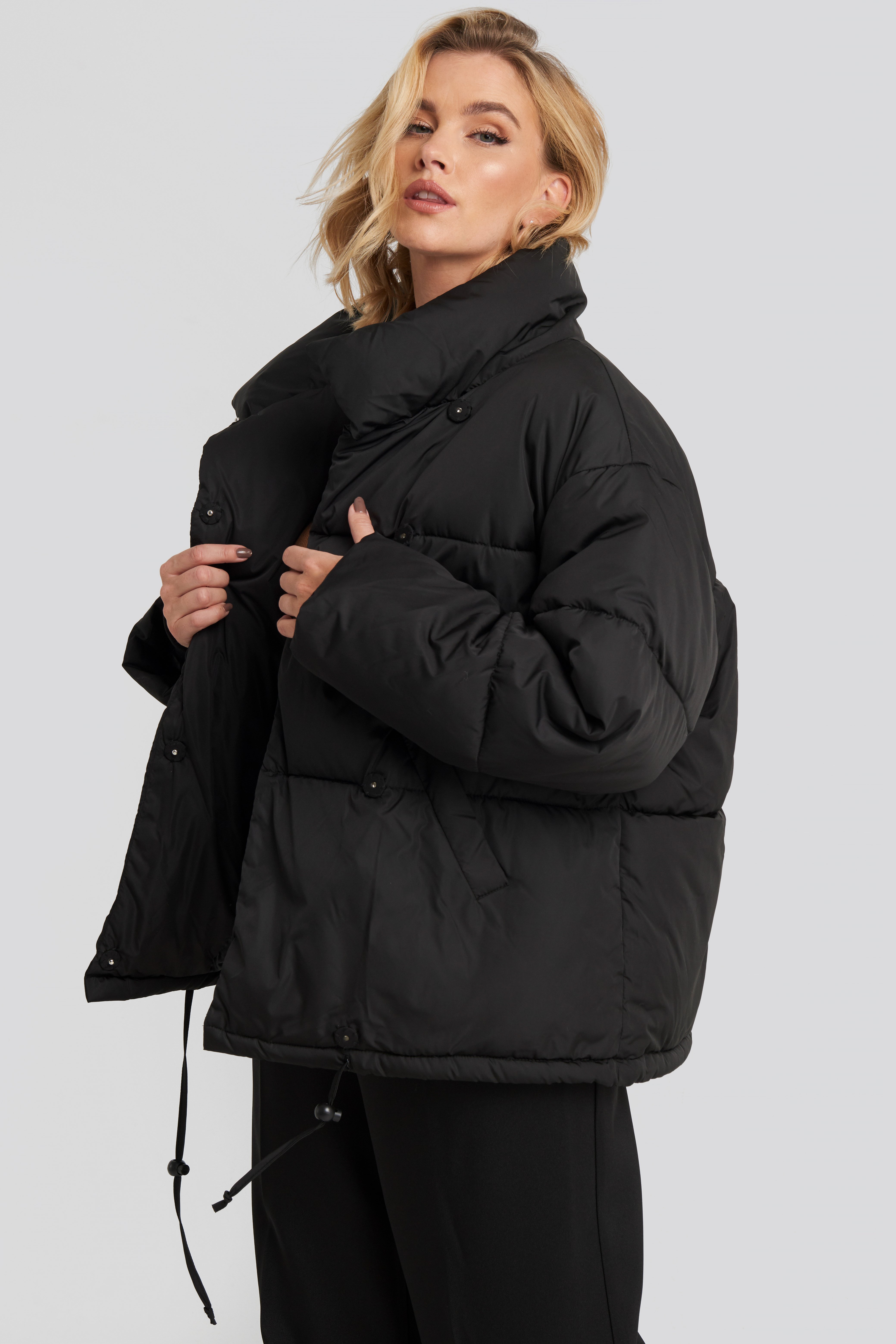 Padded Oversized Jacket Black | NA-KD