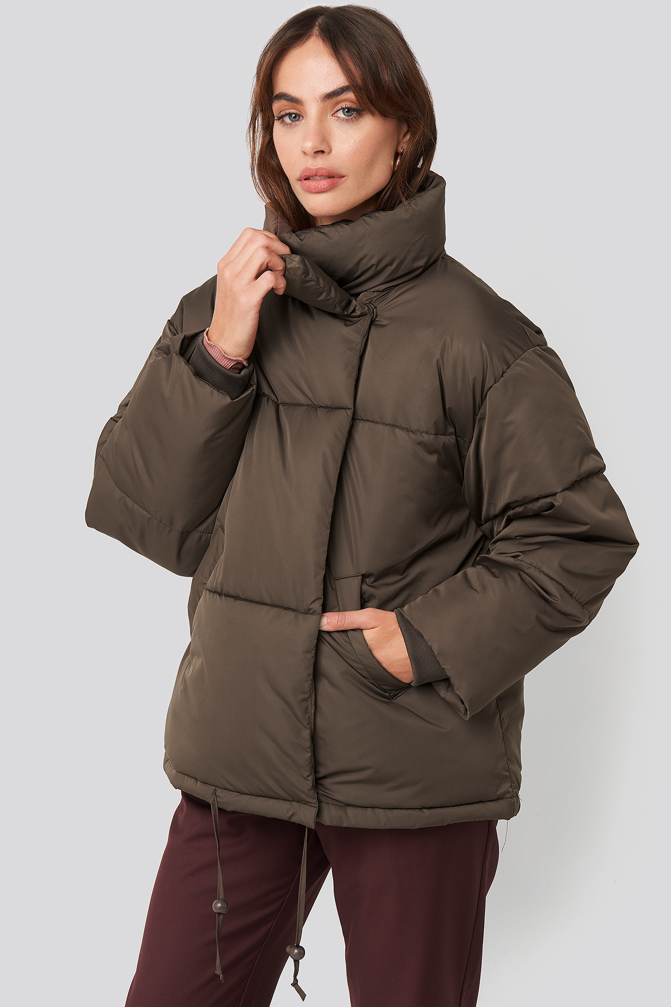 Brown NA-KD Trend Padded  Oversized Jacket