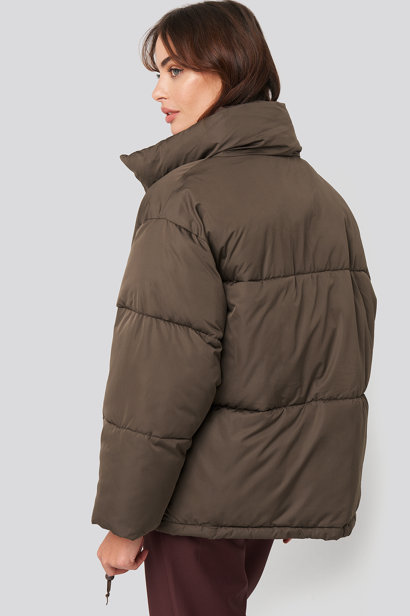 Padded Oversized Jacket Brown | na-kd.com