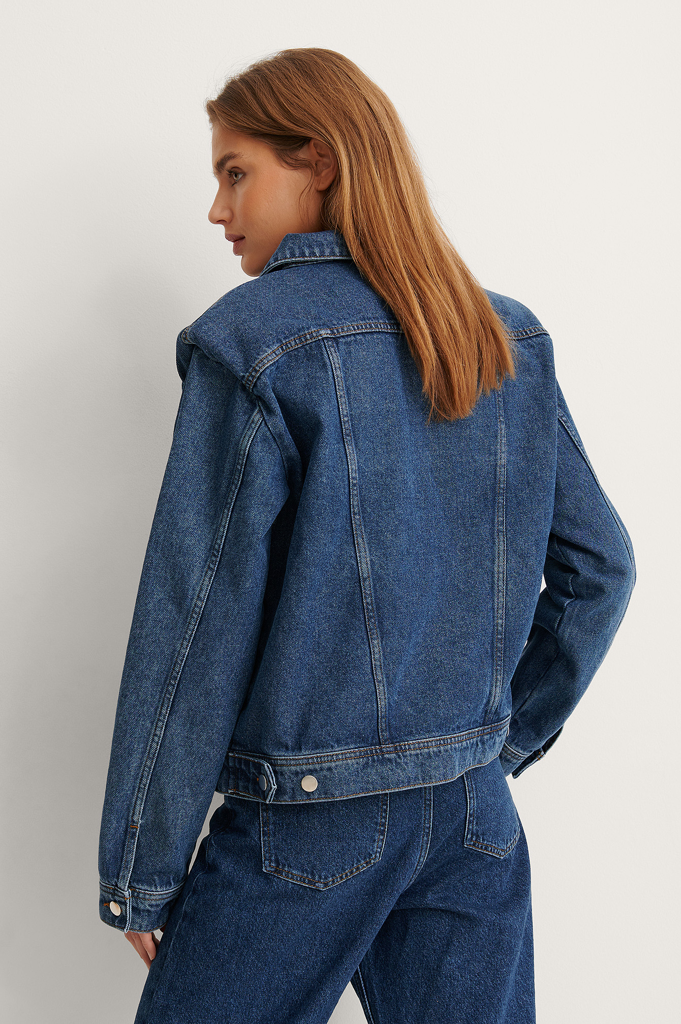 Organic Padded Shoulder Denim Jacket Blue