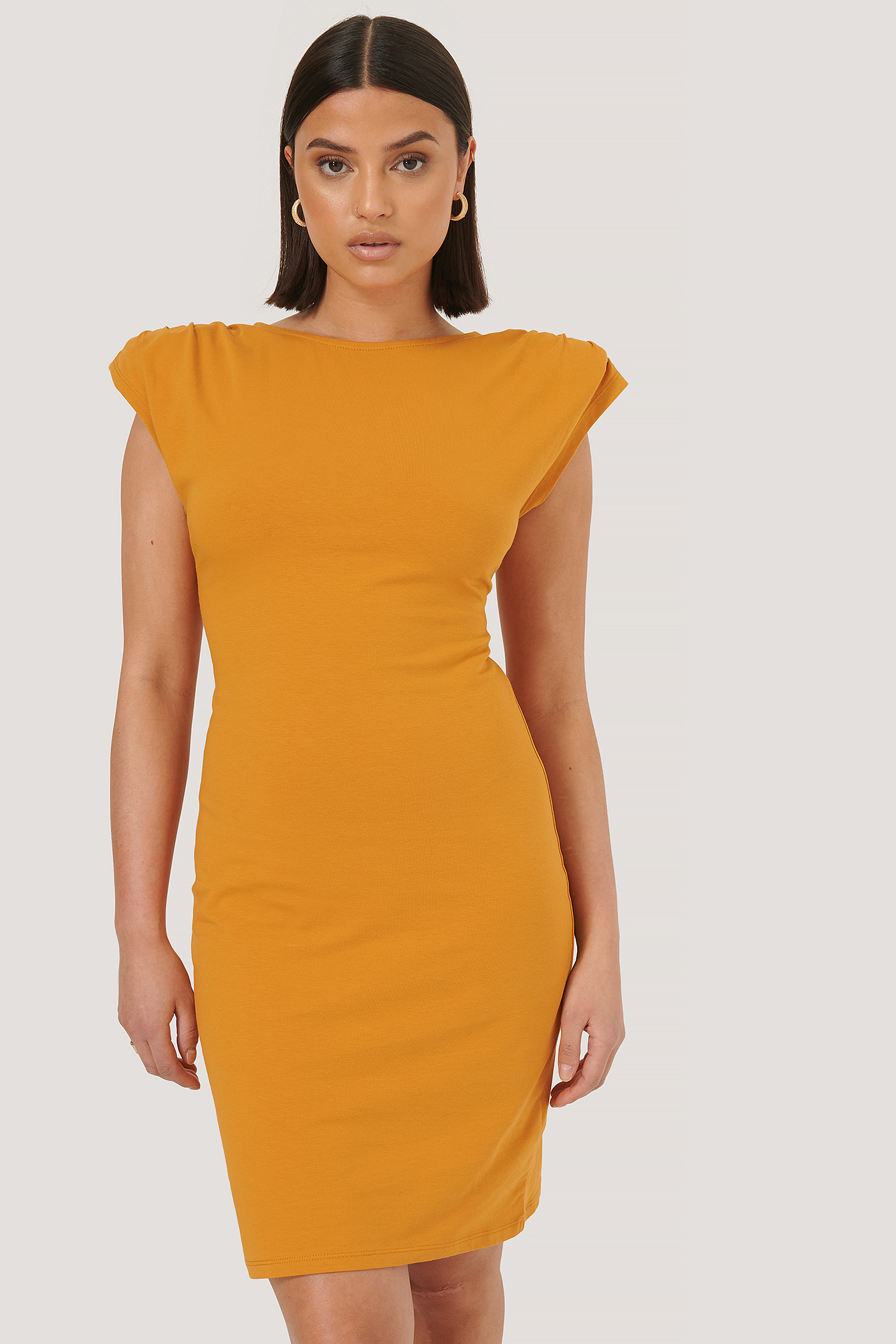 Padded Shoulder Dress Orange | na-kd.com