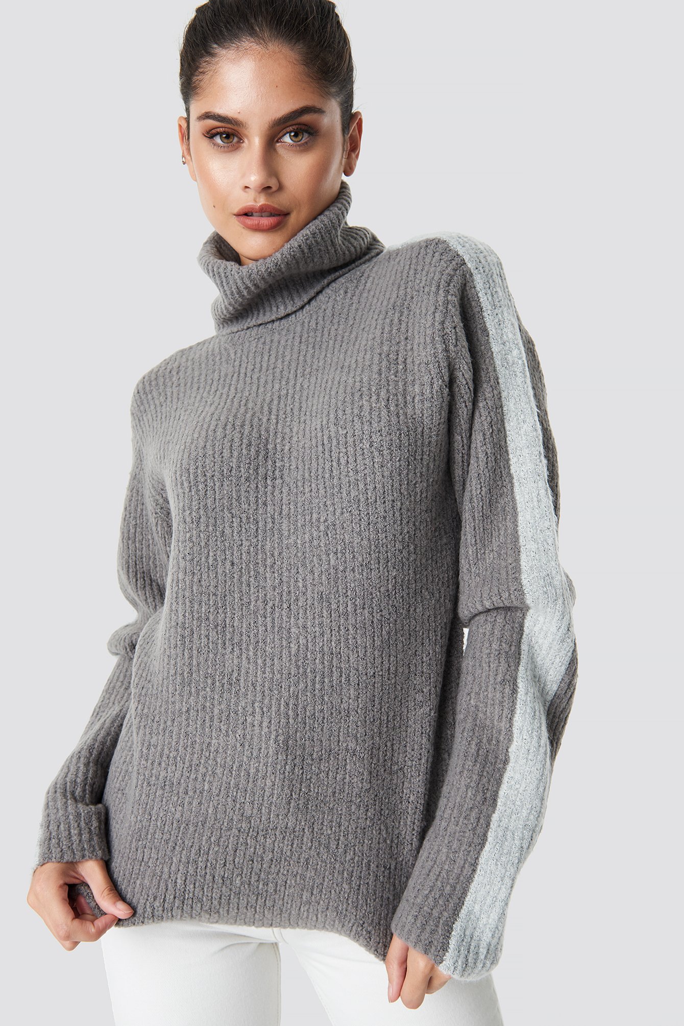 Panel Knitted Sweater Grey | NA-KD