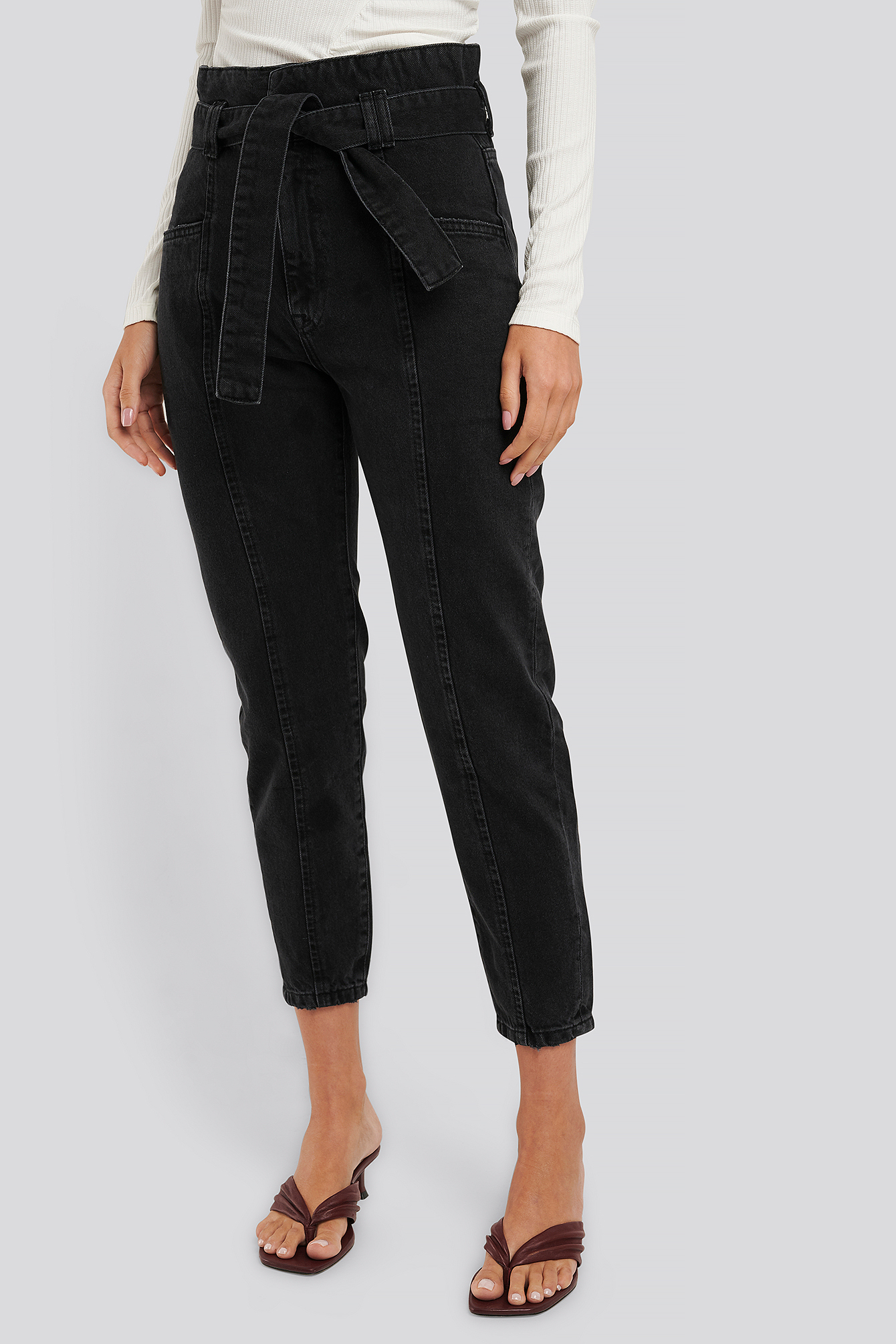 Paper Waist Jeans Black
