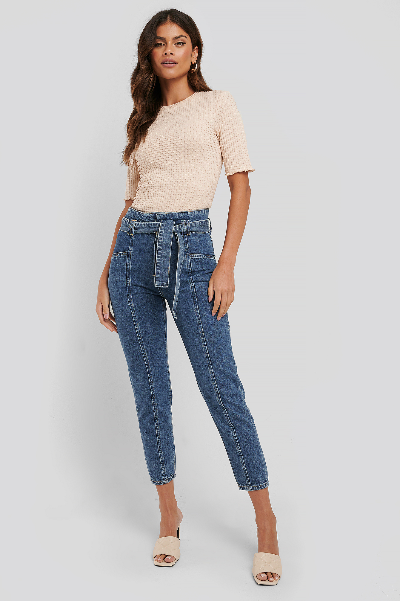 Paper Waist Jeans Blue