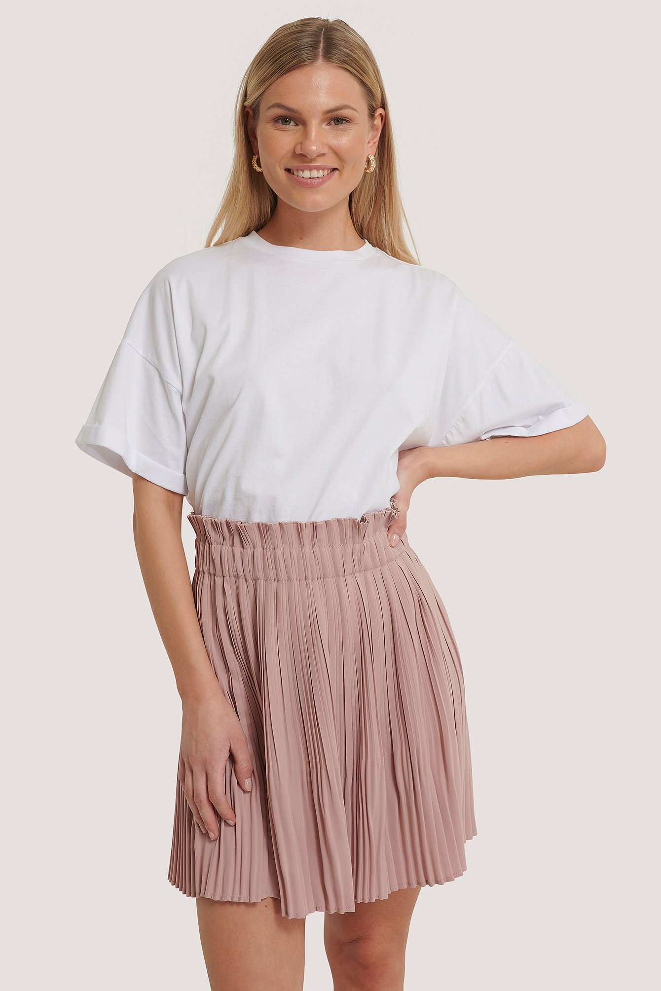 Dusty Pink NA-KD Paper Waist Mini Skirt