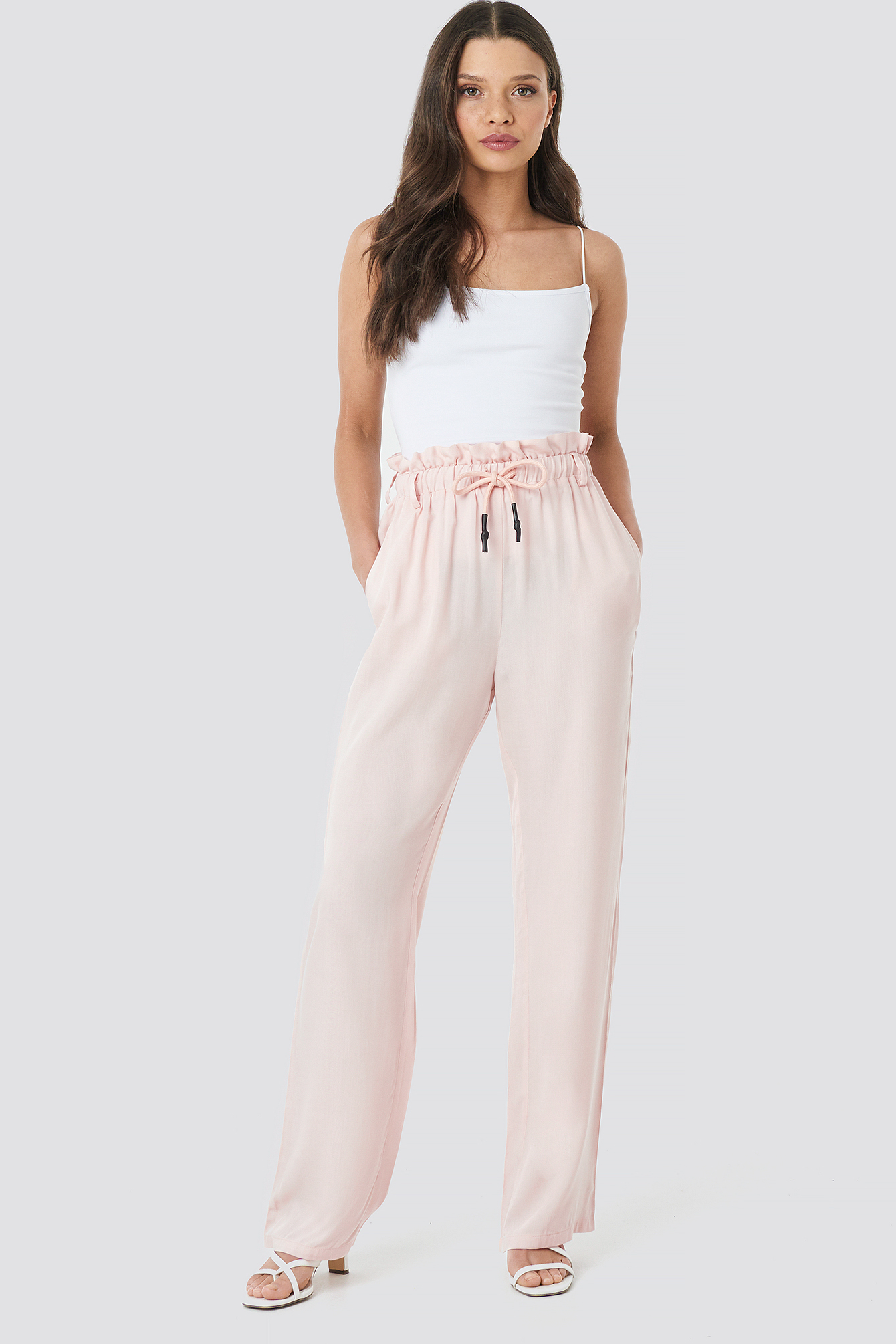 Paperbag Wide Leg Trousers Pink