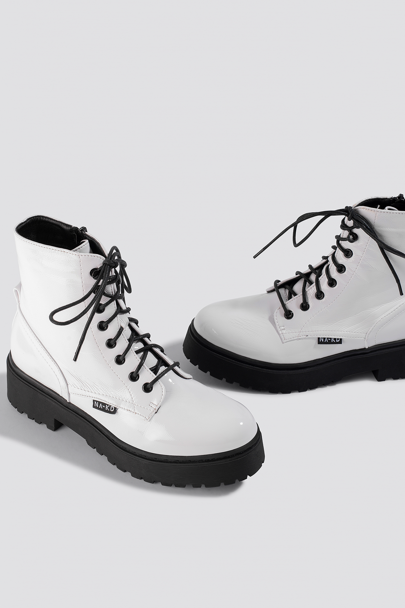 Patent Combat Boots Biały | na-kd.com