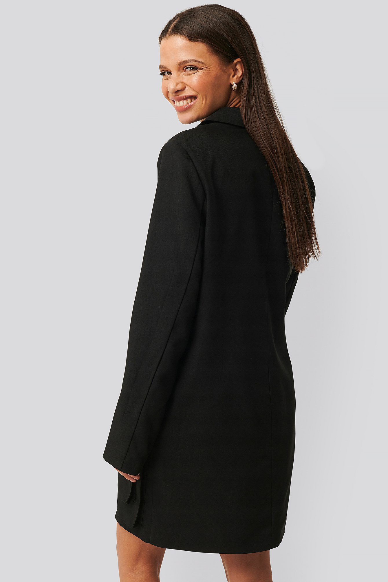 Black Pocket Blazer Dress