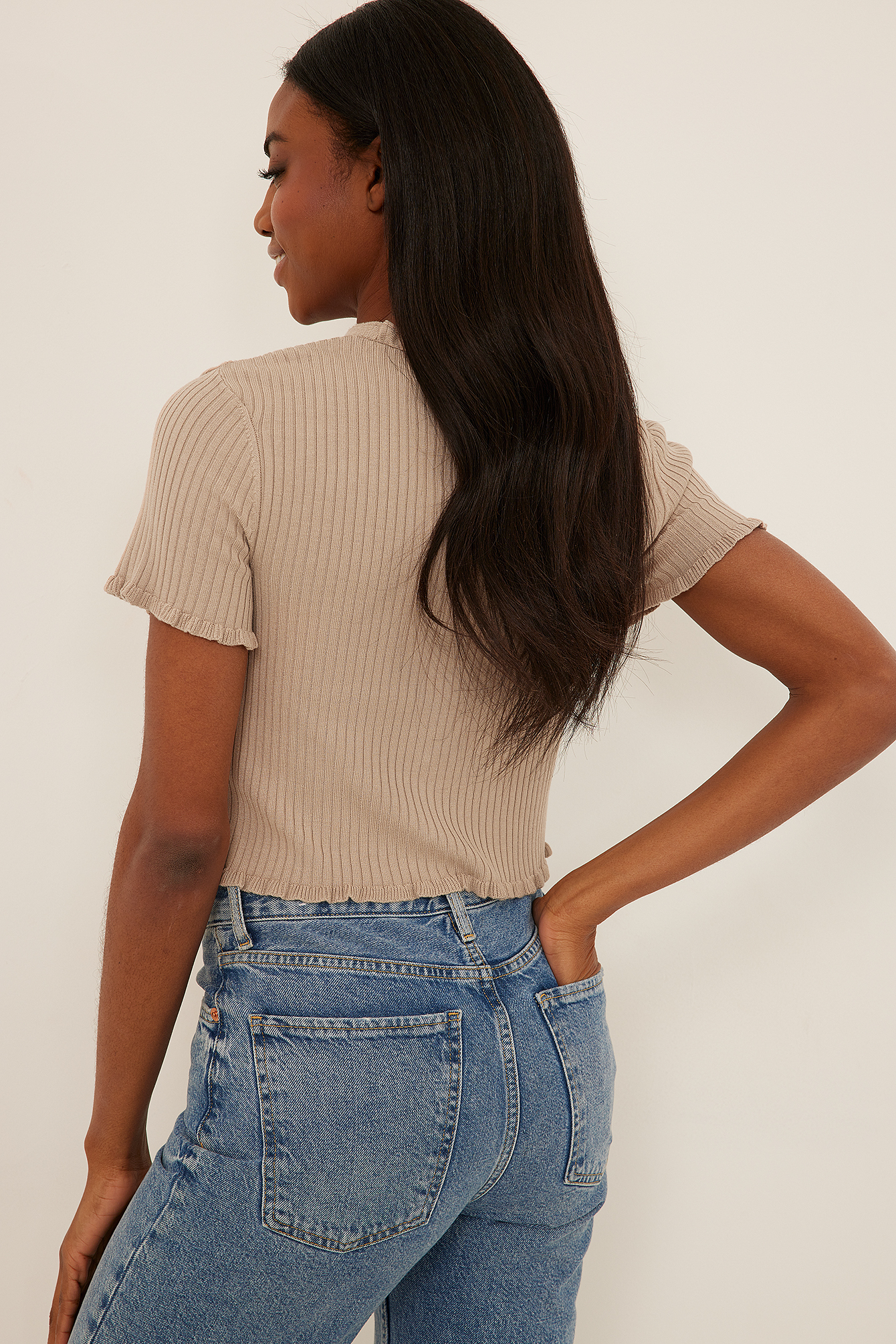 Pearl Detail Knitted Short Sleeve 