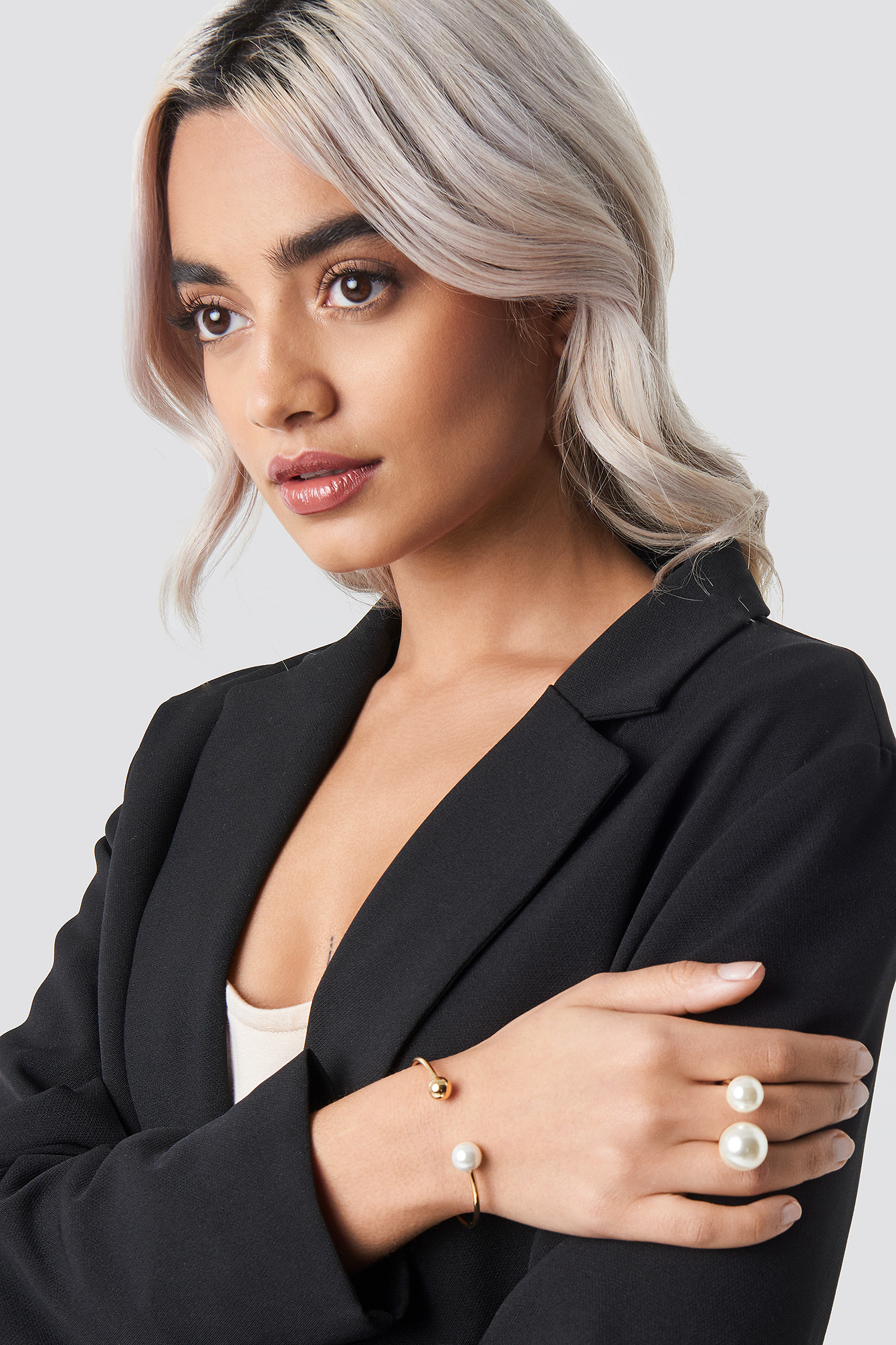Pearl Ring And Bracelet Set Gold