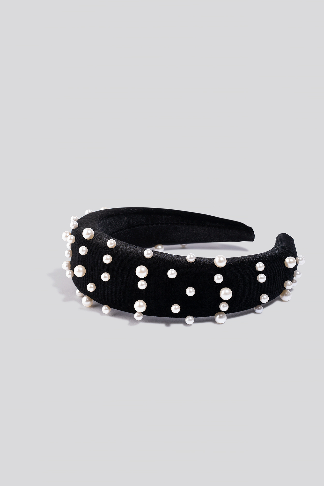 Pearl Velvet Hairband Black