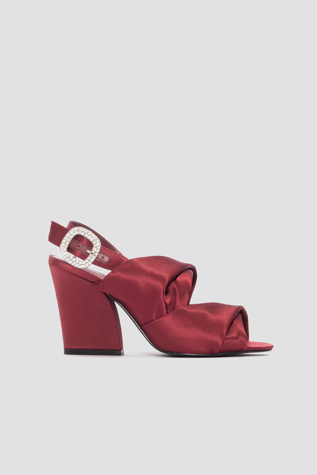 Peep Toe Block Sandals Dark Red
