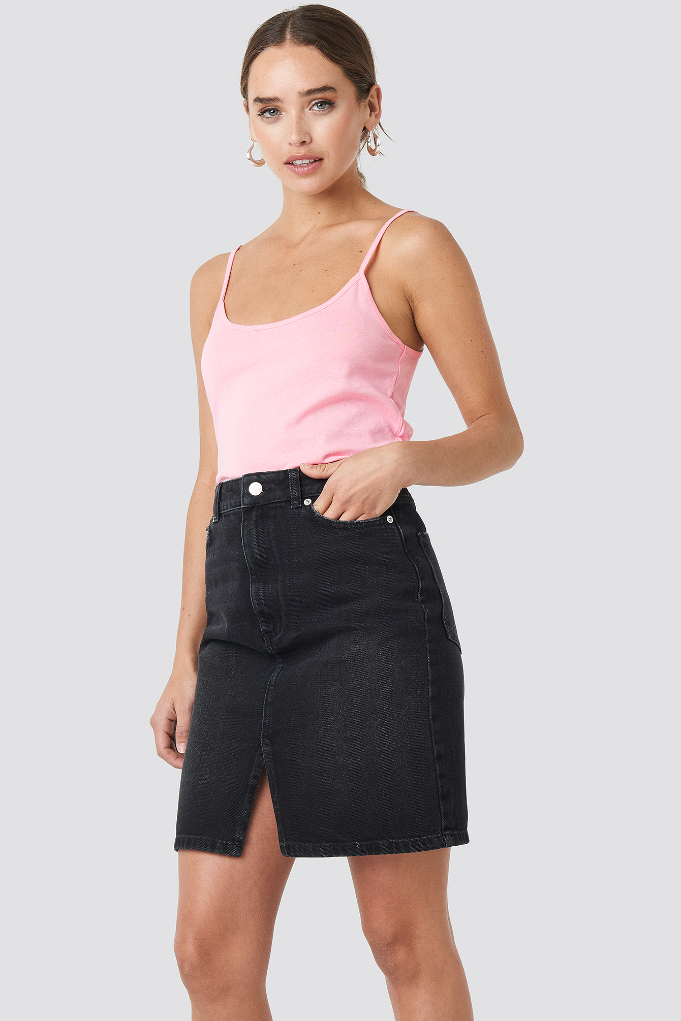 Pencil Denim Mini Skirt Black