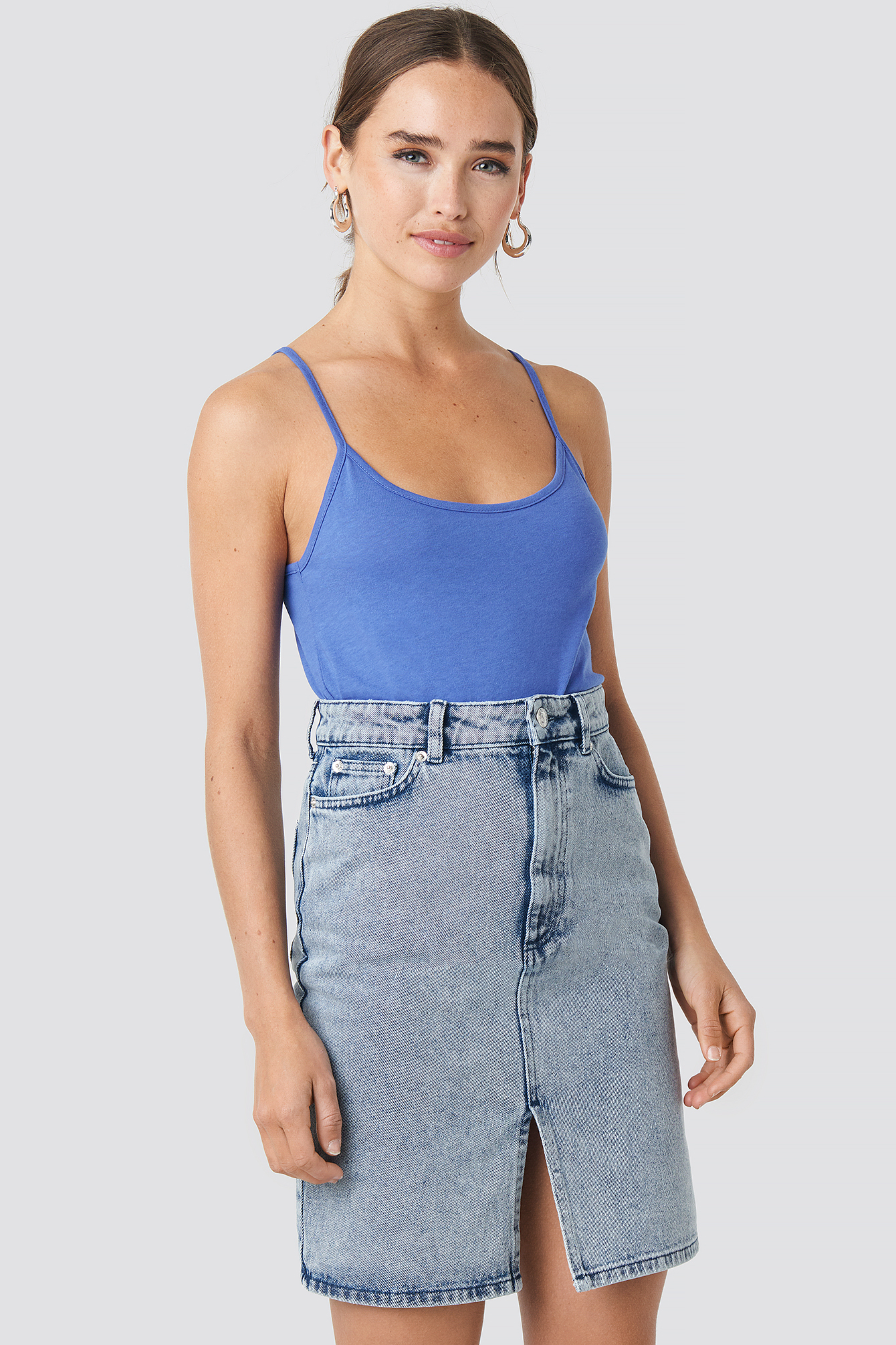 Pencil Denim Mini Skirt Blue