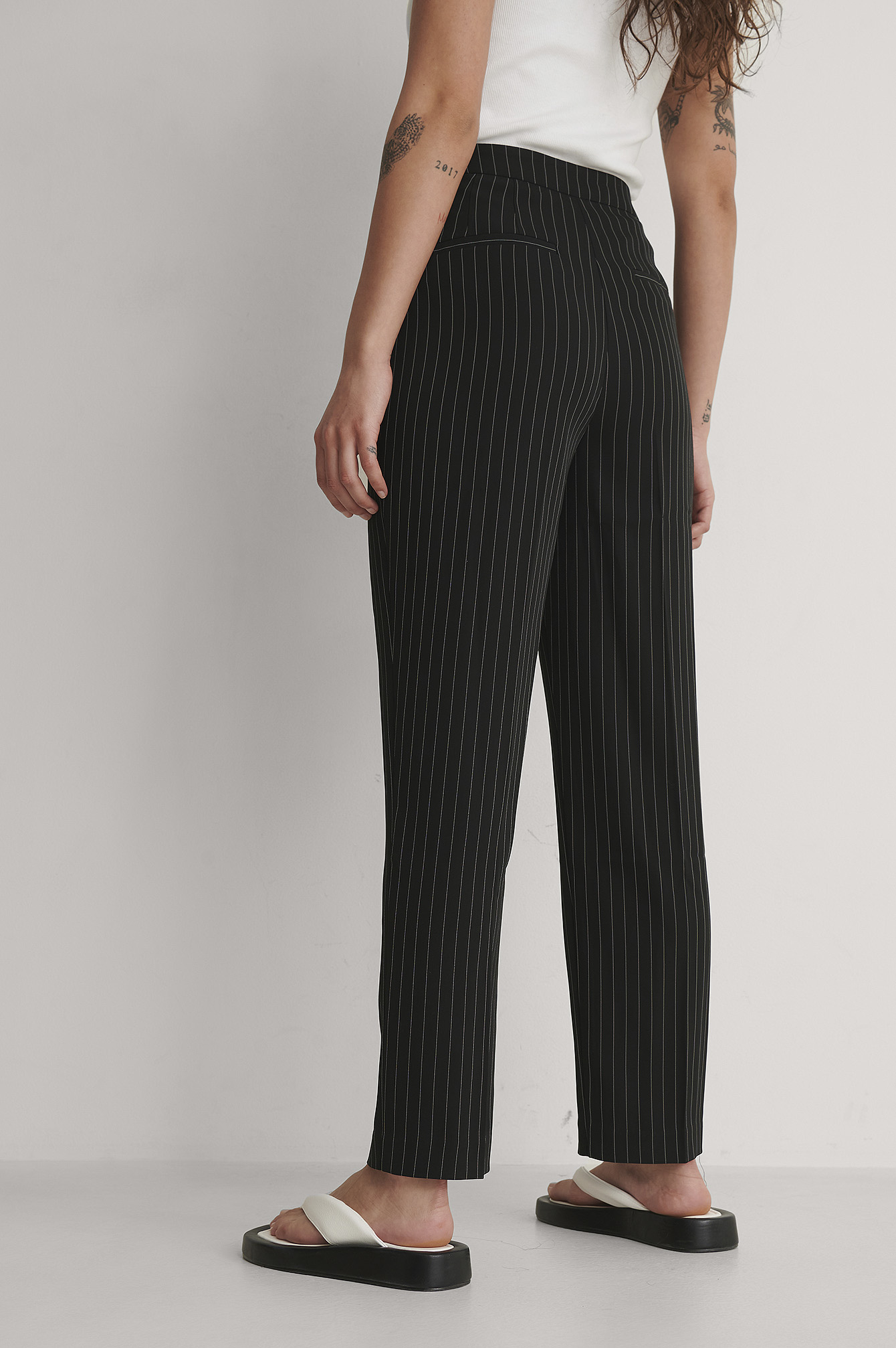 Pinstriped Cropped Suit Pants Stripe 