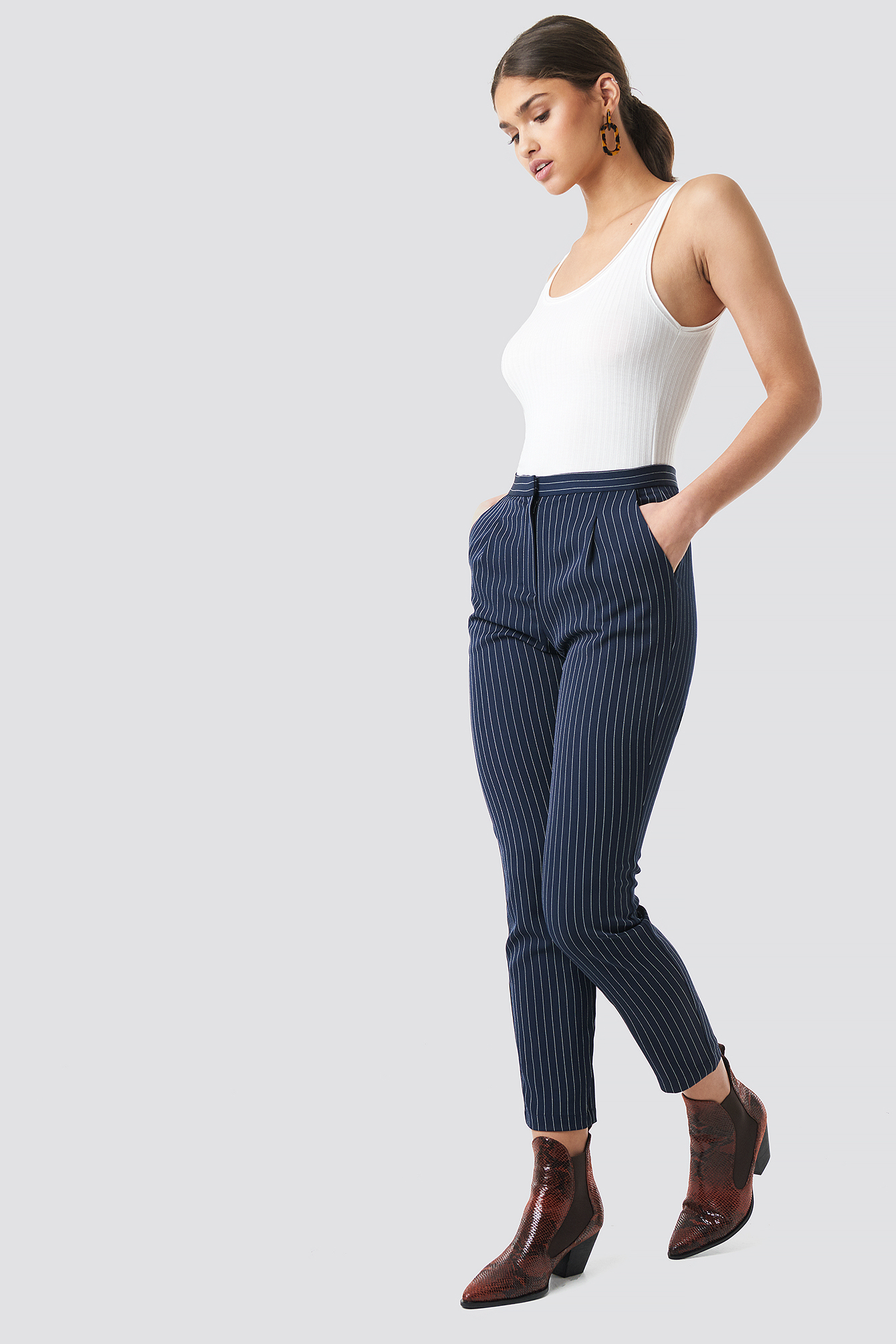 Pinstriped Suit Pants Navy