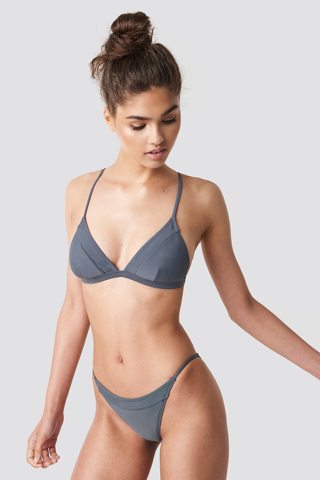 Piping Strap Bikini Brief Anthracite