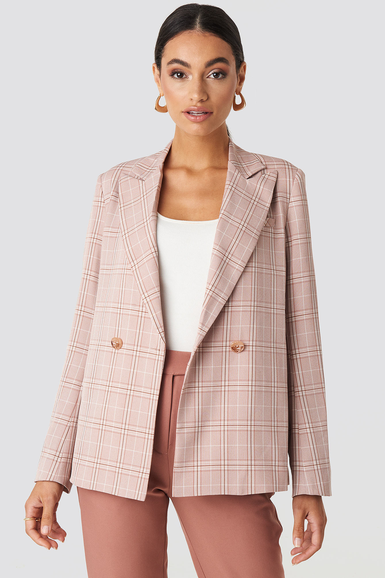 pink plaid blazer