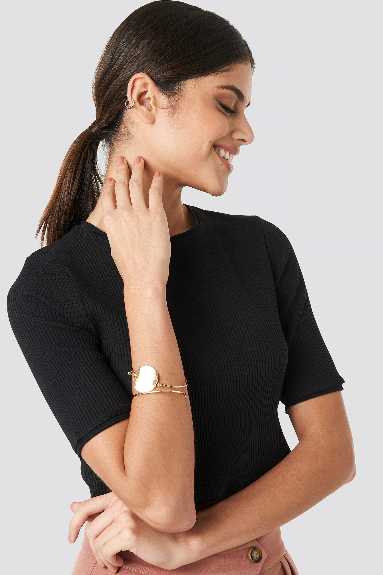 Plate Detailed Bangle Set Gold