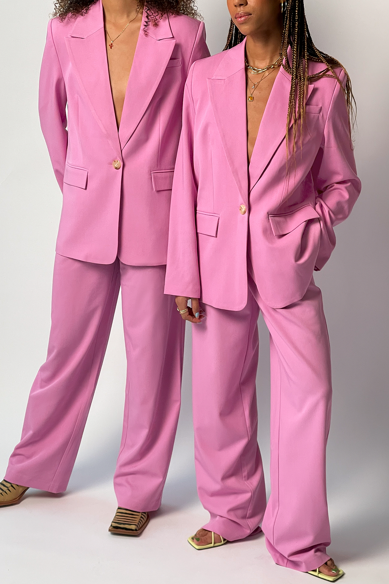 Amaka & Fia Hamelijnck x NA-KD Pleat Suit Pants - Pink
