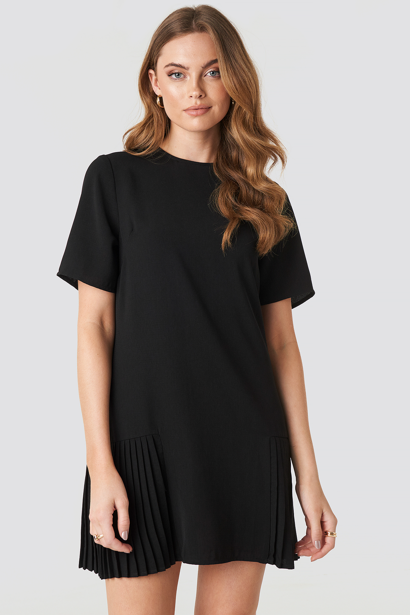 Pleated Detail Mini Dress Negro NAKD
