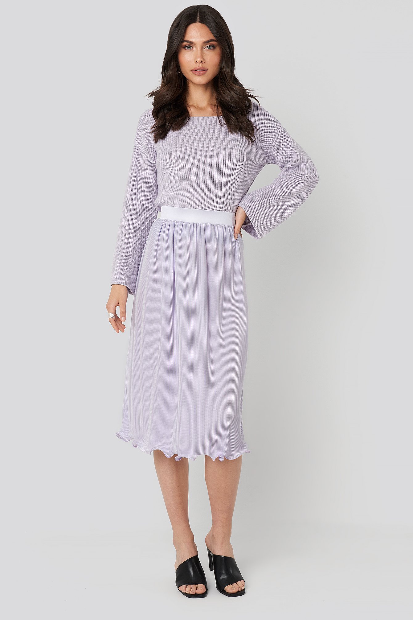 Light Purple NA-KD Trend Pleated Detailed Hem Skirt