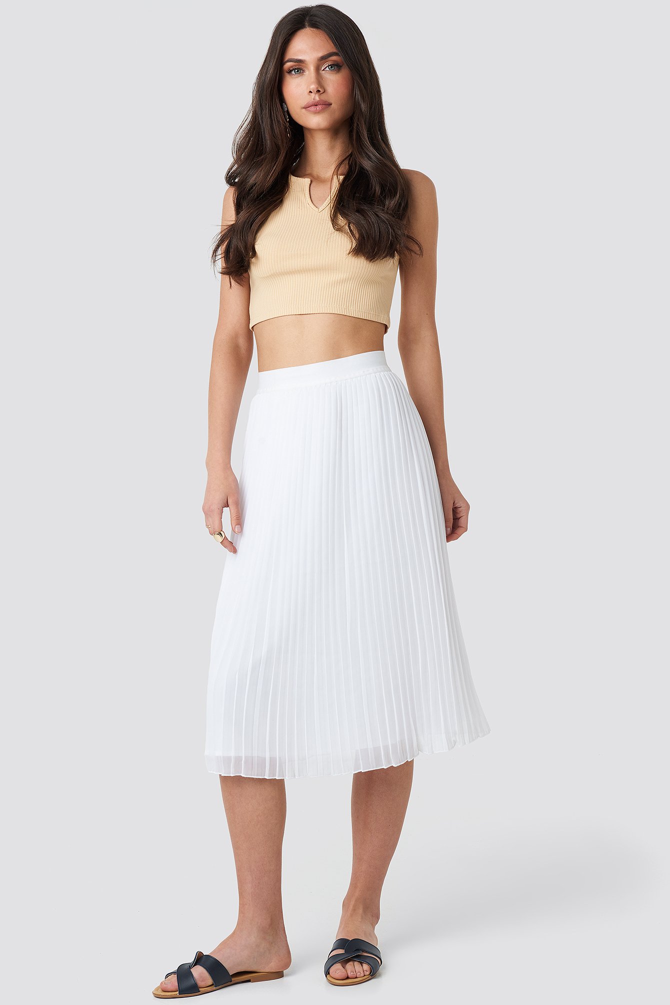 Na-kd Pleated Midi Skirt White | ModeSens