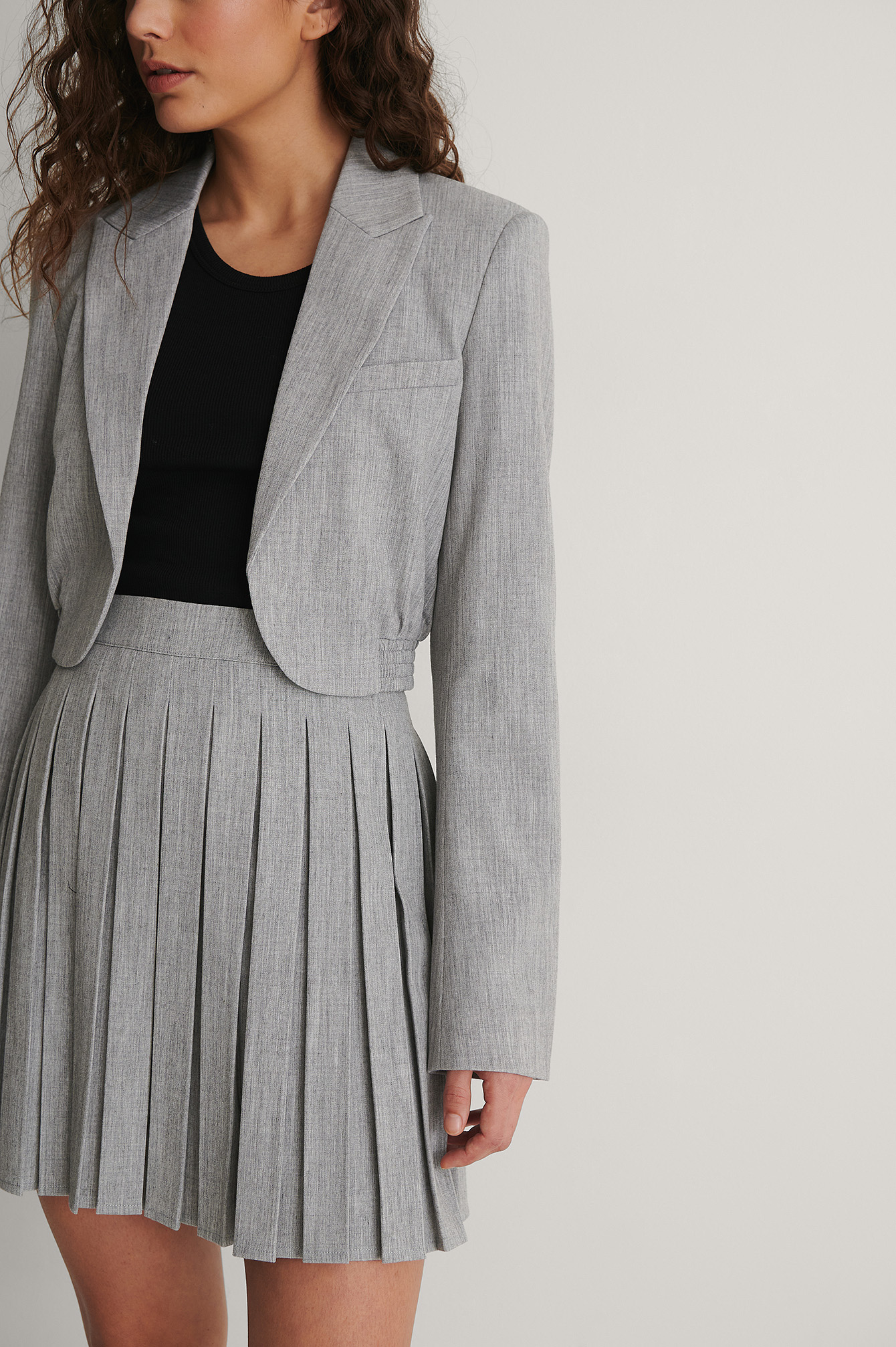 Pleated Mini Skirt Grey