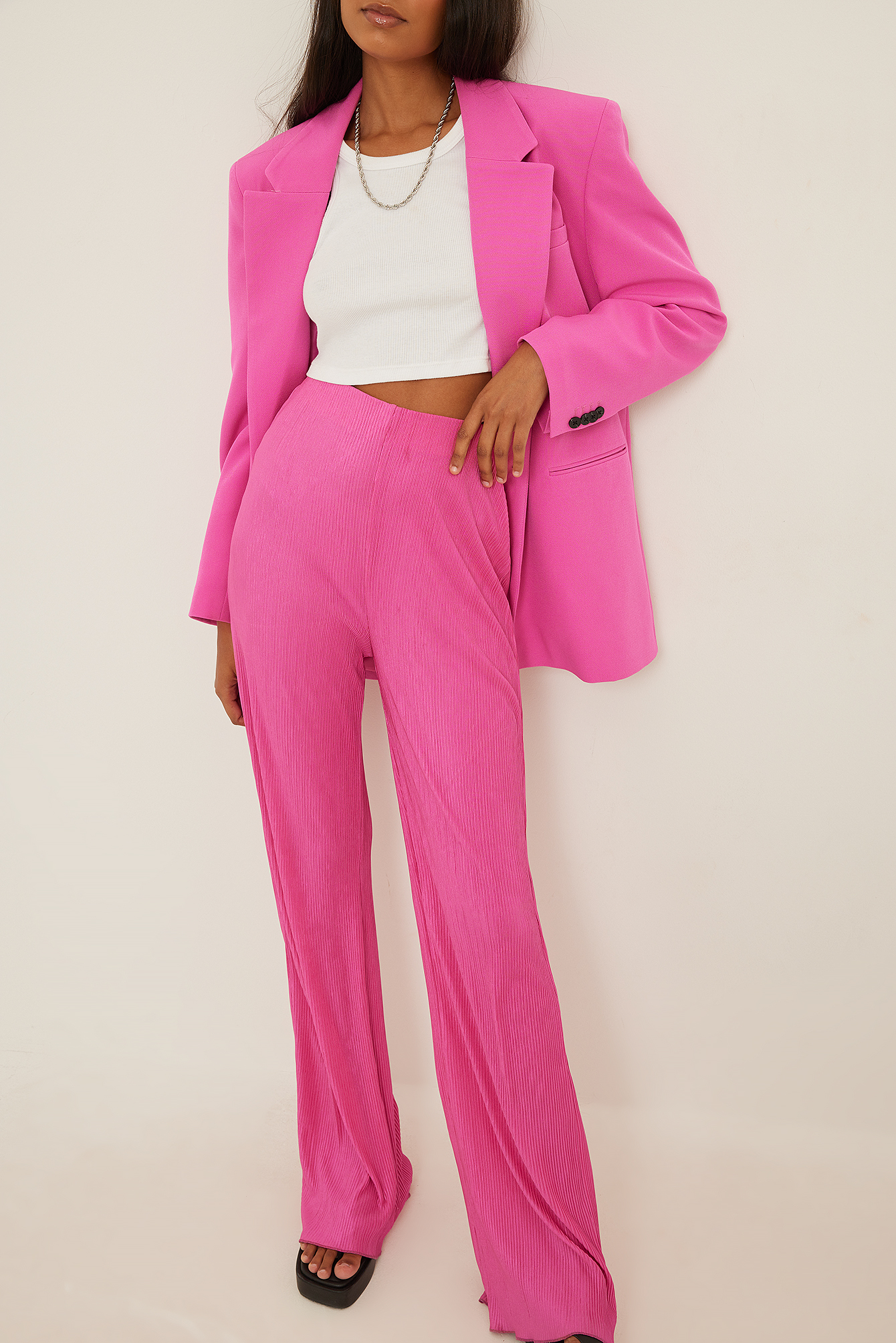 Shop Pink Satin Cargo Trouser Pants Online at Best Price