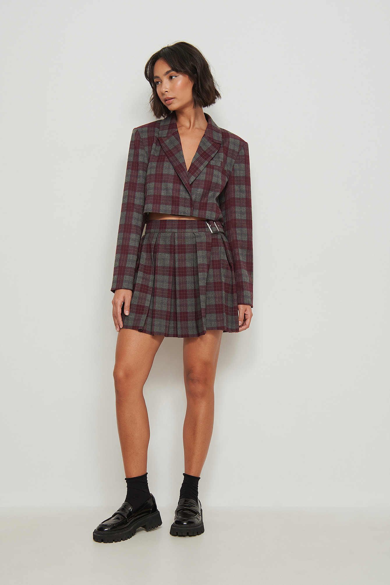 Checked Pleated Skirt