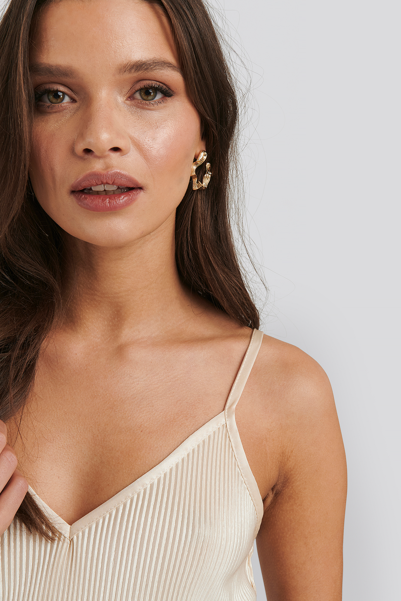 Pleated Slip Dress Beige