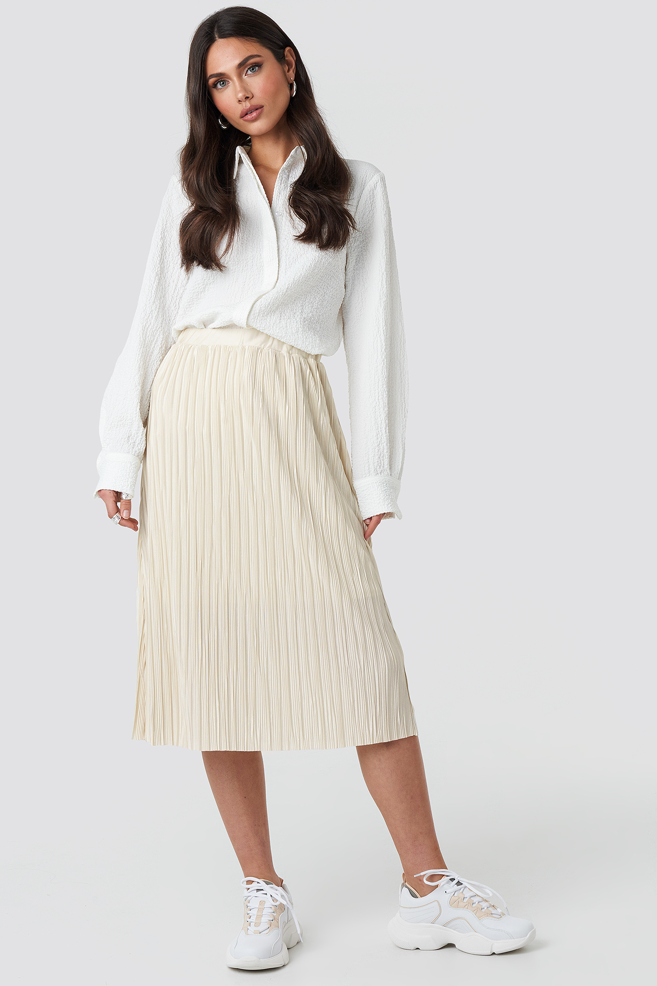 Plisse Skirt Beige