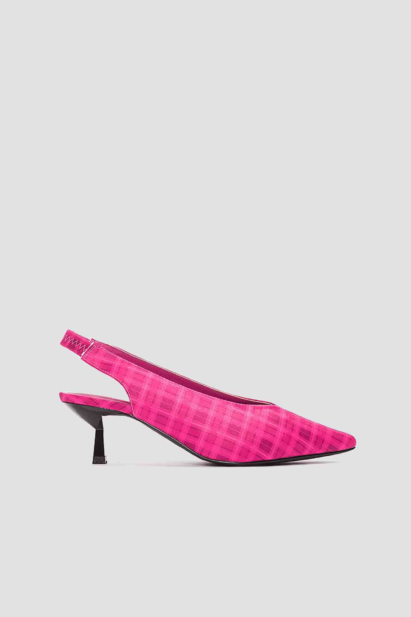 Plunge Kitten Heel Pump Pink Checks