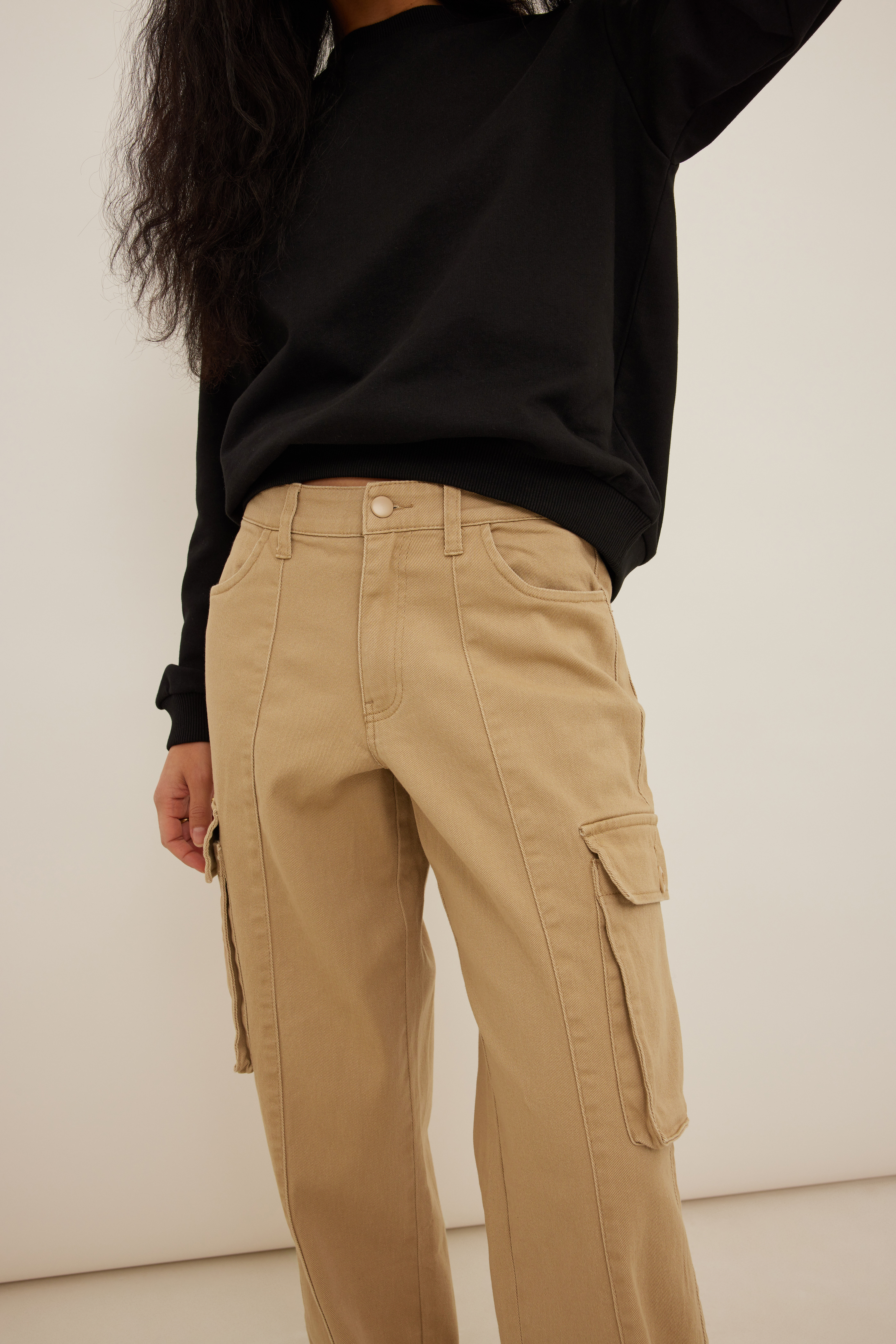 Pocket Detail Cargo Pants Beige | na-kd.com