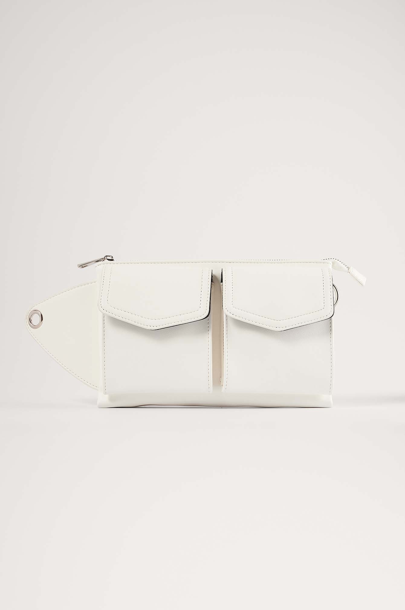 White Recycled Pocket Detail Crossbody Bag