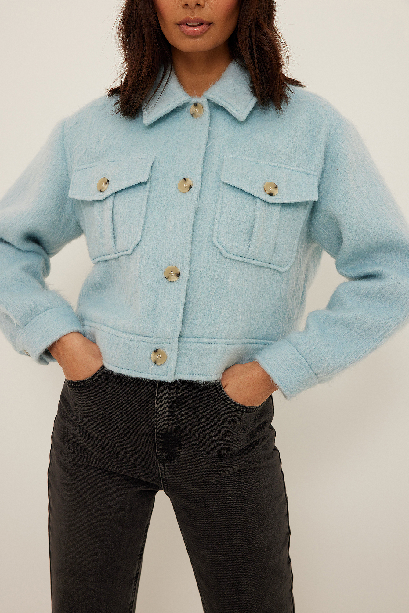 KKT Denim Fabric Pocket Detail Women's Navy Blue Jeans Jacket - Santiago Tuxtla main image 1