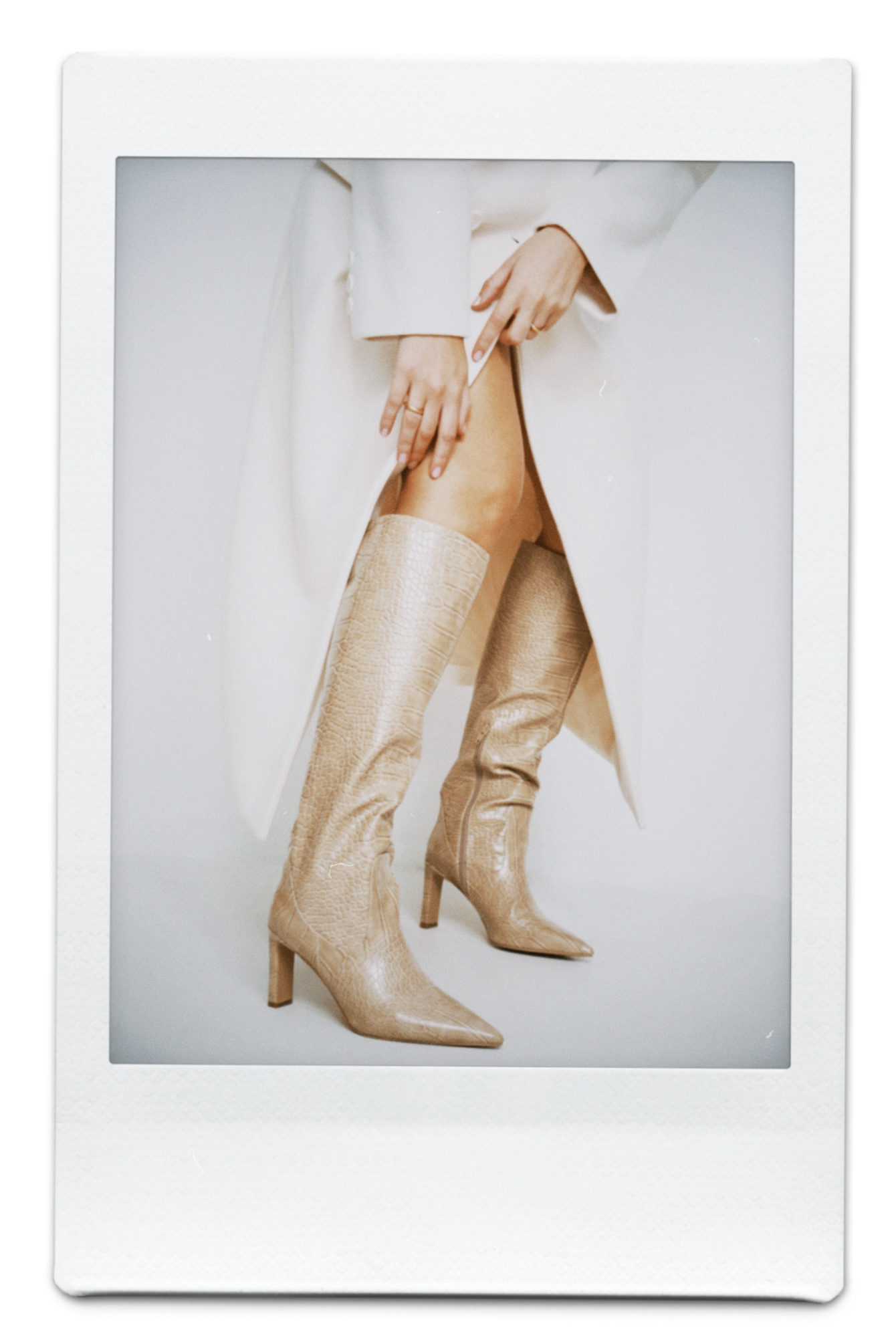 Light Beige Pointy Loose Shaft Boots